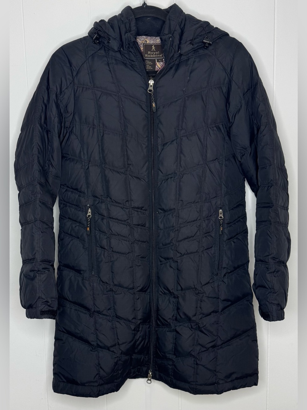 Royal Robbins Long Quilted Down Hooded Puffer Coat Womens Size Small